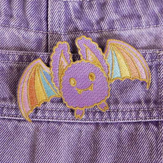 Fluffy Bat (rainbow) iron-on patch